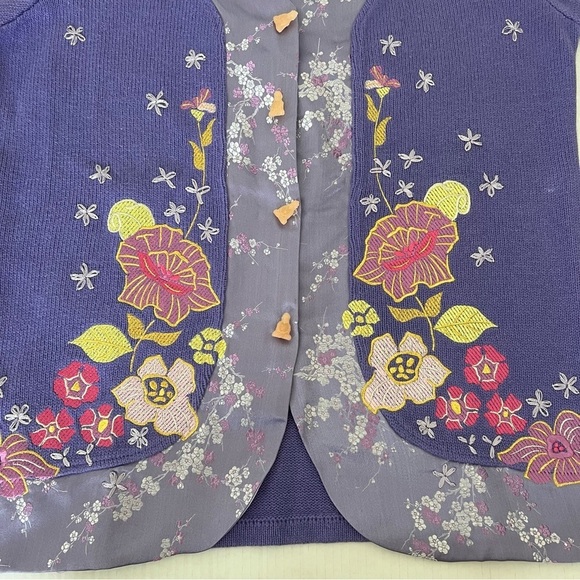 NWT Deadstock Vintage 90s Flowers in the Temple Funky Grandma Cardigan SZ Medium - Picture 8 of 16
